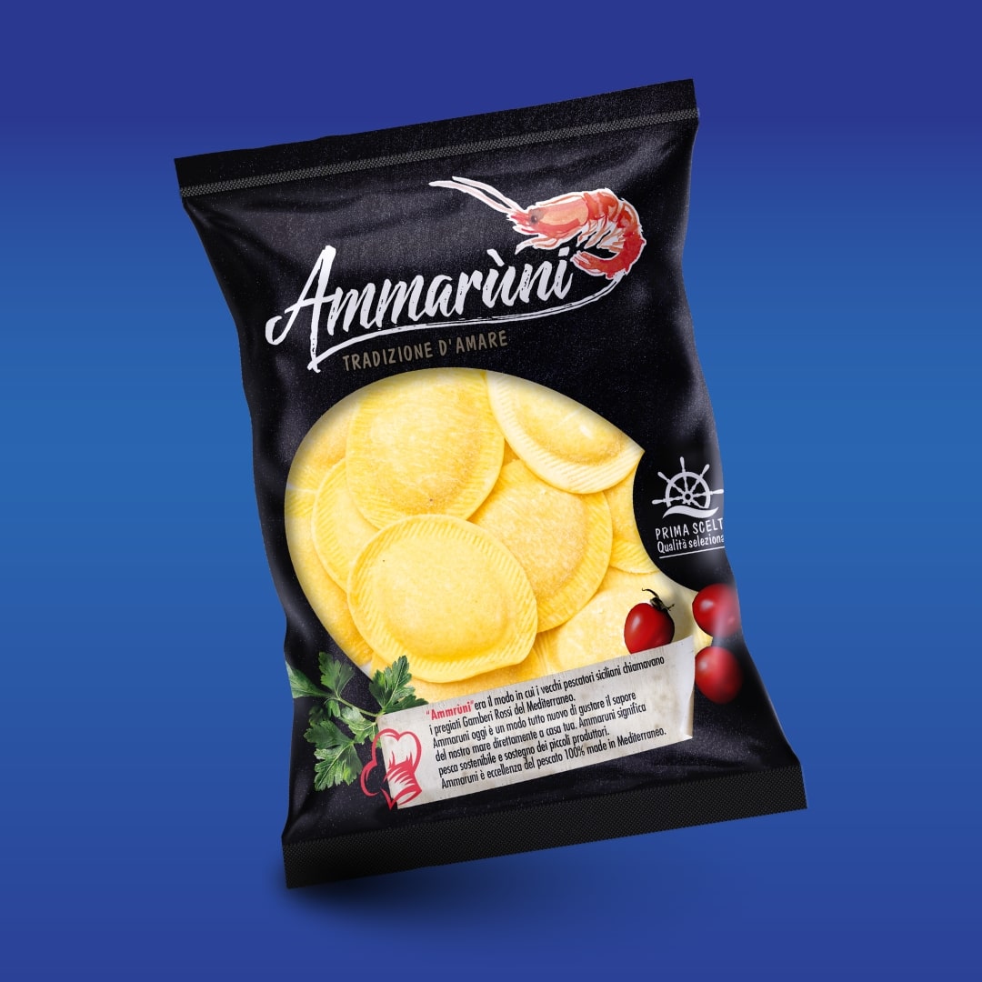 Medaglioni di pasta ripiena con Capesante e Gambero rosso